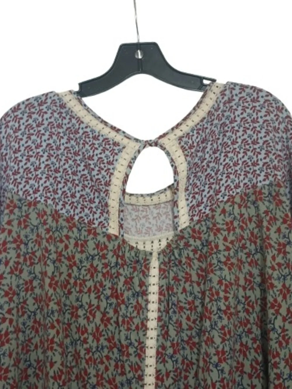 Boho Floral Patchwork Print Cottage Fairy Blouse 1X Festival Romantic - Picture 7 of 12
